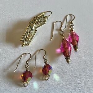 Three Pairs of Crystal Earrings